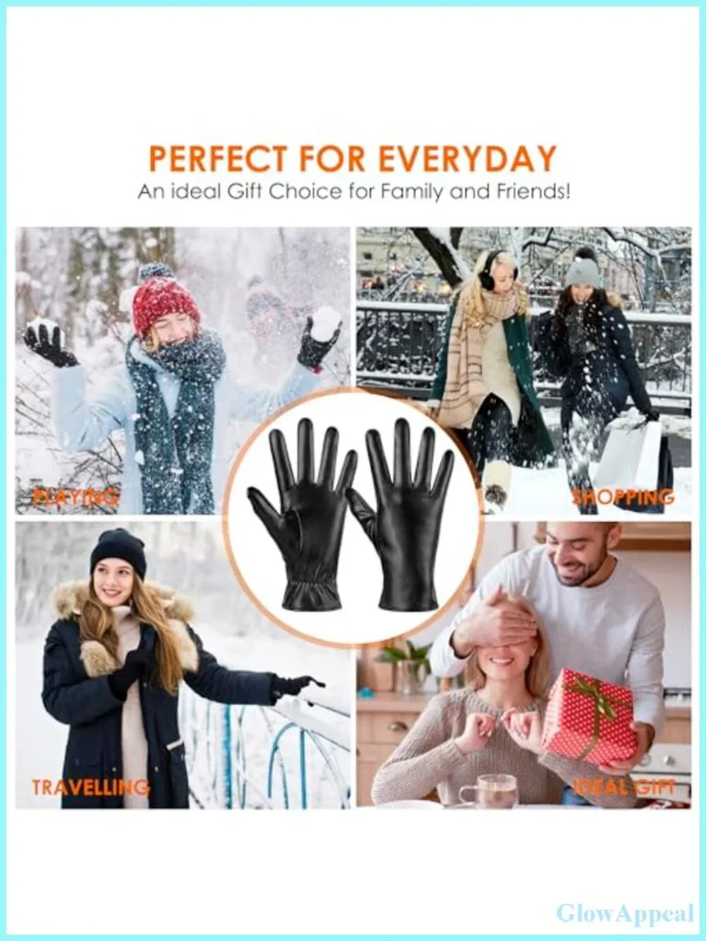 Women's Faux Leather Touchscreen Gloves 2 Pack Warm Wool Lined Winter